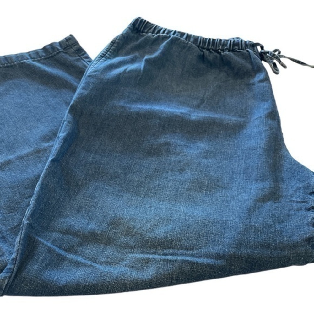 Orvis Women’s denim cropped relaxed tie at waist pants in size xlg